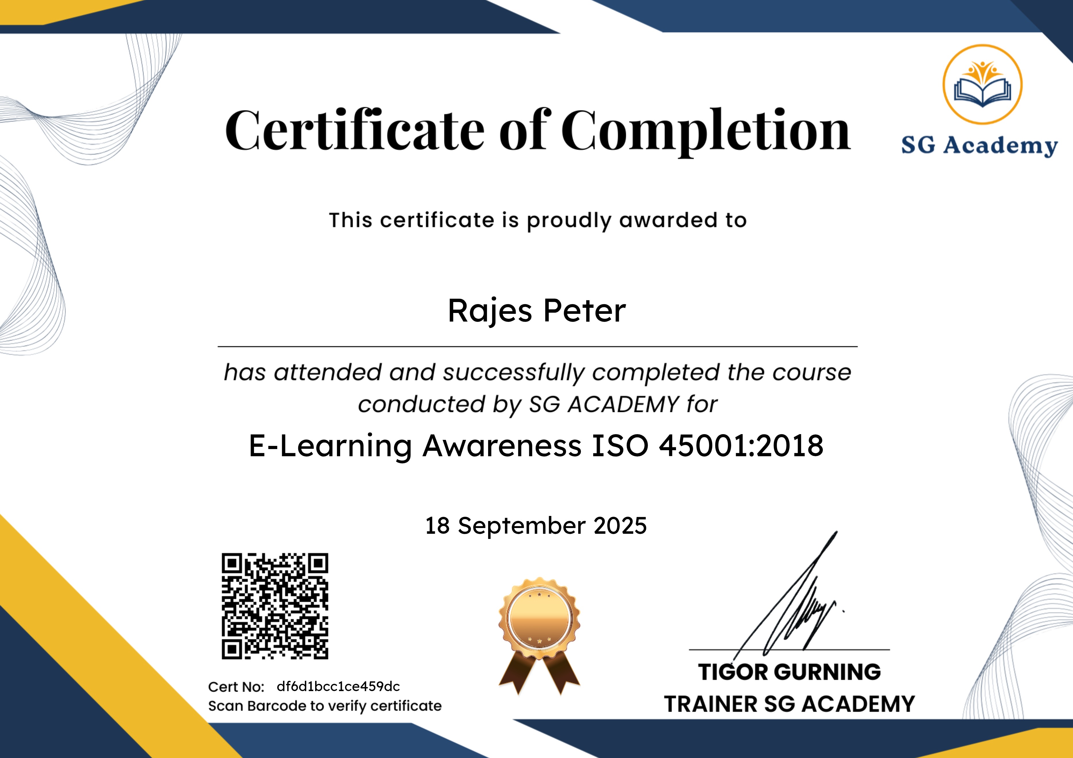 E-Learning Awareness ISO 45001:2018