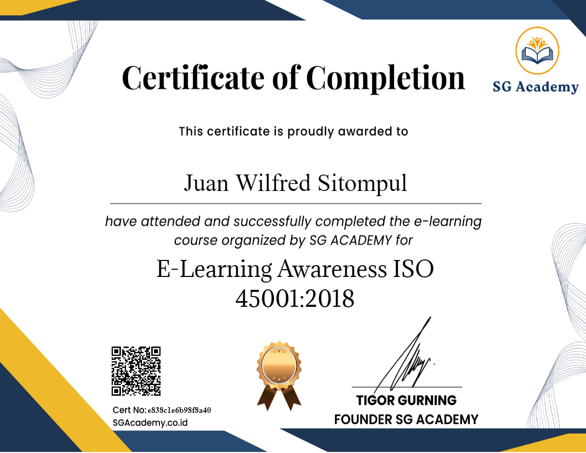 E-Learning Awareness ISO 45001:2018